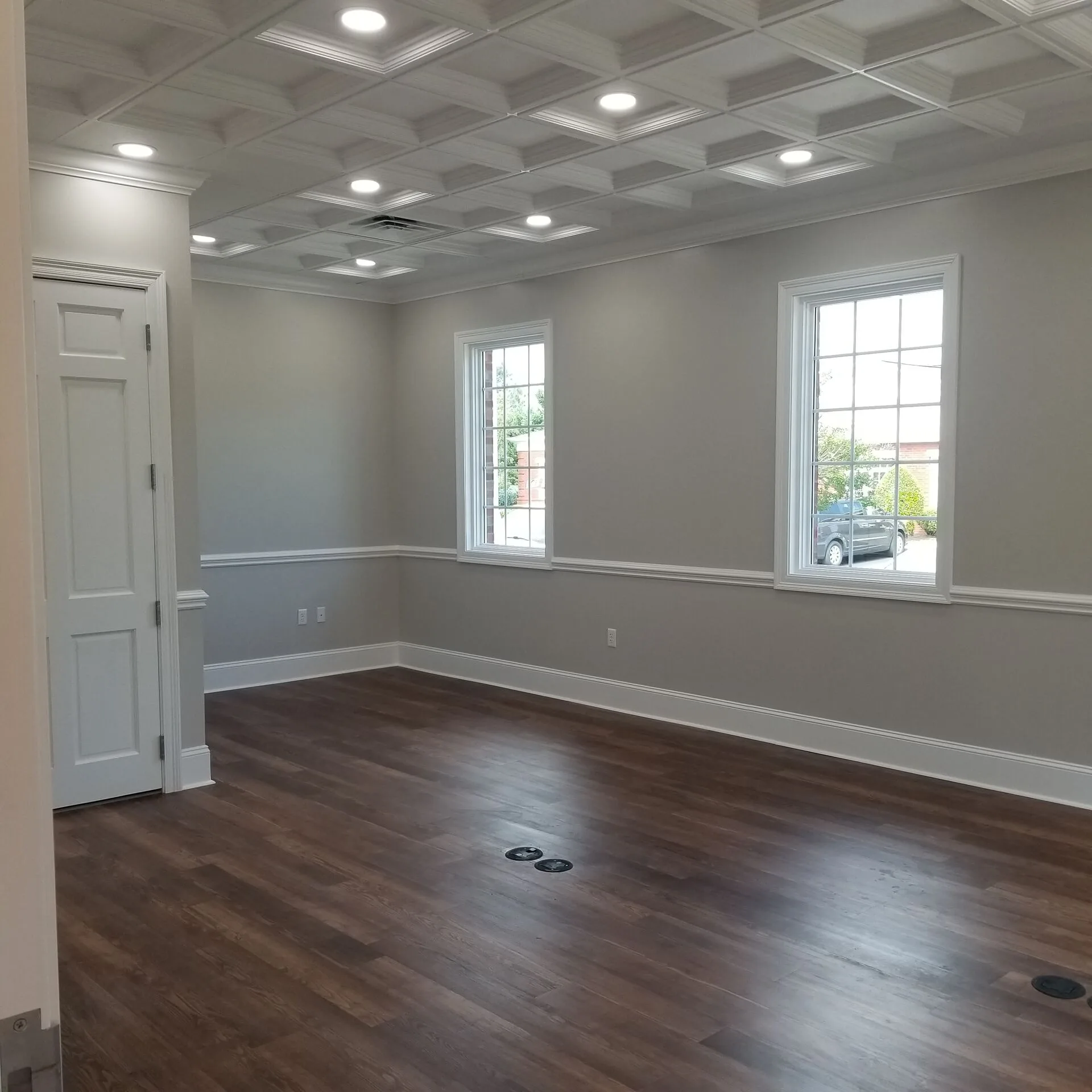Reception area with paneled walls and custom millwork